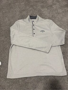 Callaway Light Gray Quarter-Snap Long-Sleeve Dress Shirt